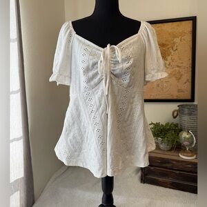 Shein Curve 2XL white eyelet blouse